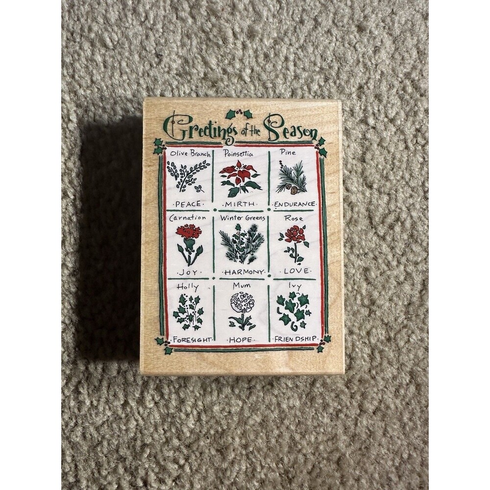 Kathy Davis Collection Greetings Of The Season Wood Mounted Rubber Stamp